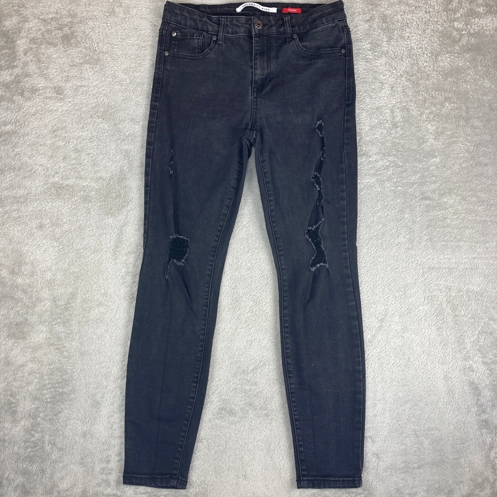 Celebrity Pink Jeans Women's Black The Rider Distressed Skinny Size 7 28